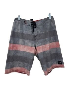 OAKLEY Striped Swim Trunks Size 31